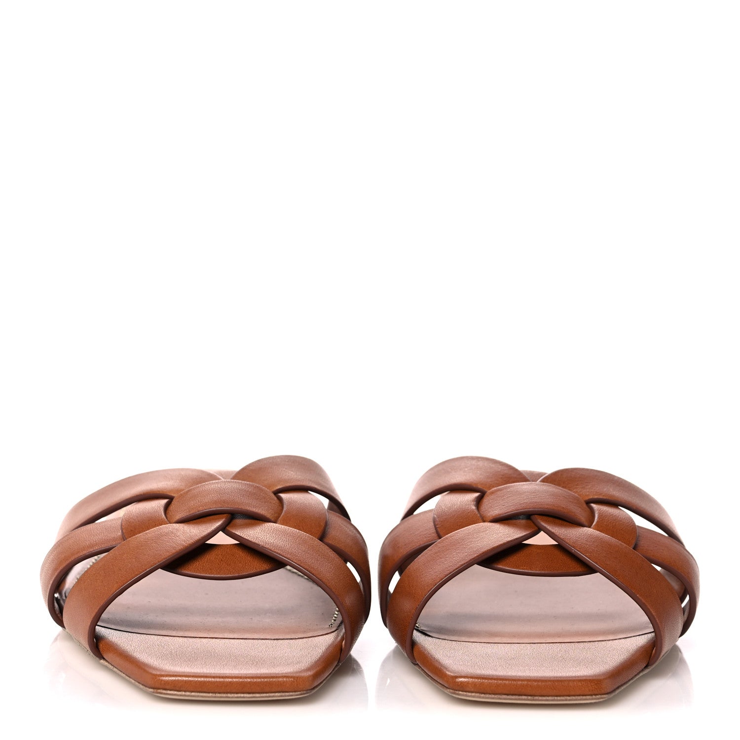 Saint Laurent Calfskin Tribute 05 Slide Sandals 37 Amber 2 of 11