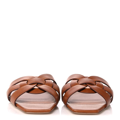 Saint Laurent Calfskin Tribute 05 Slide Sandals 37 Amber 2 of 11