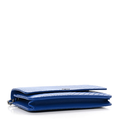 Chanel Caviar Chevron Quilted Wallet On Chain WOC Bright Blue 4 of 12