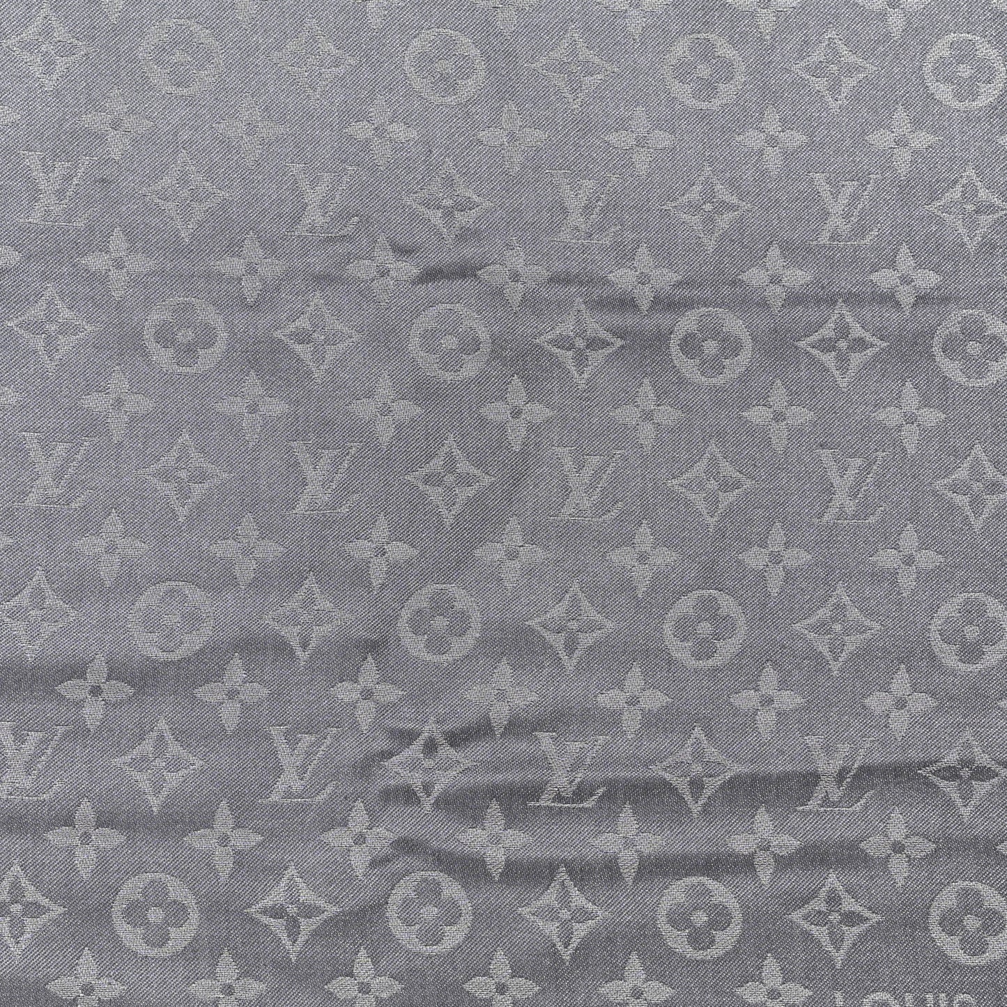 Silk Lurex Wool Monogram Shine Shawl Charcoal Grey