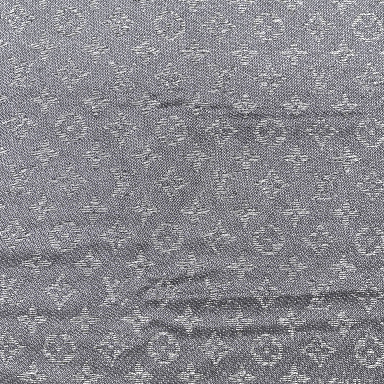 Louis Vuitton Silk Lurex Wool Monogram Shine Shawl Charcoal Grey 3 of 6