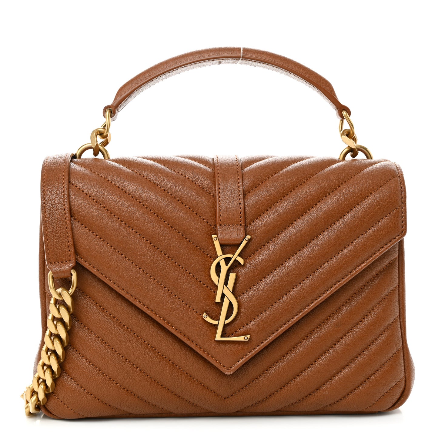 Calfskin Matelasse Chevron Monogram Medium College Bag Brick