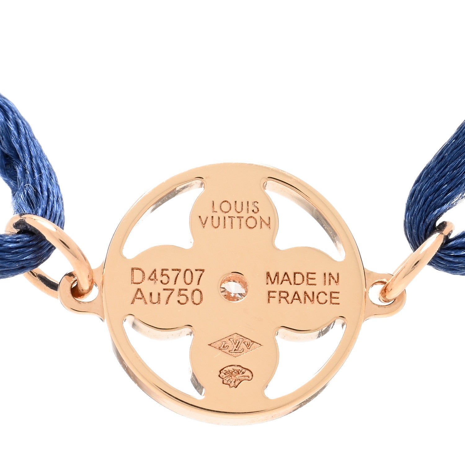 Louis Vuitton 18K Pink Gold Diamond Idylle Blossom Sun Cord Bracelet Blue 3 of 4