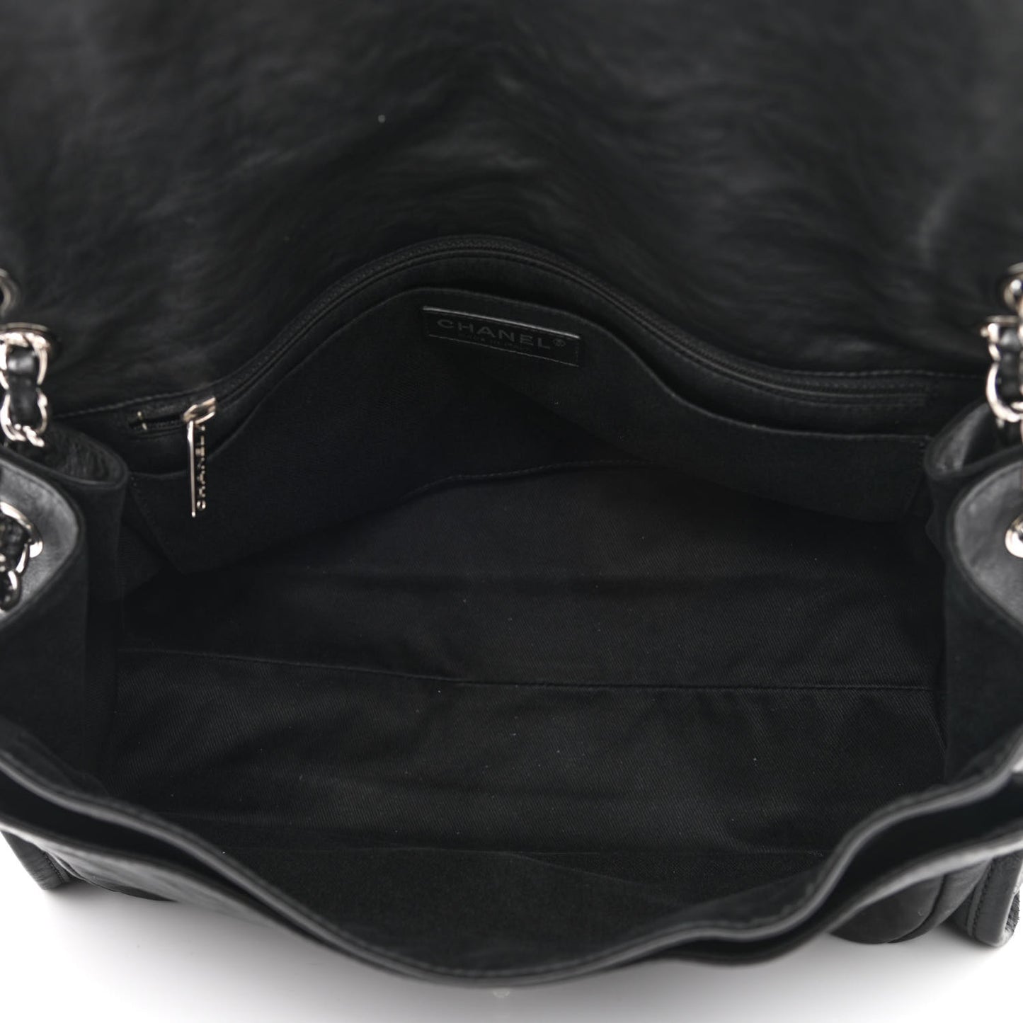 Washed Lambskin Accordion Flap Black