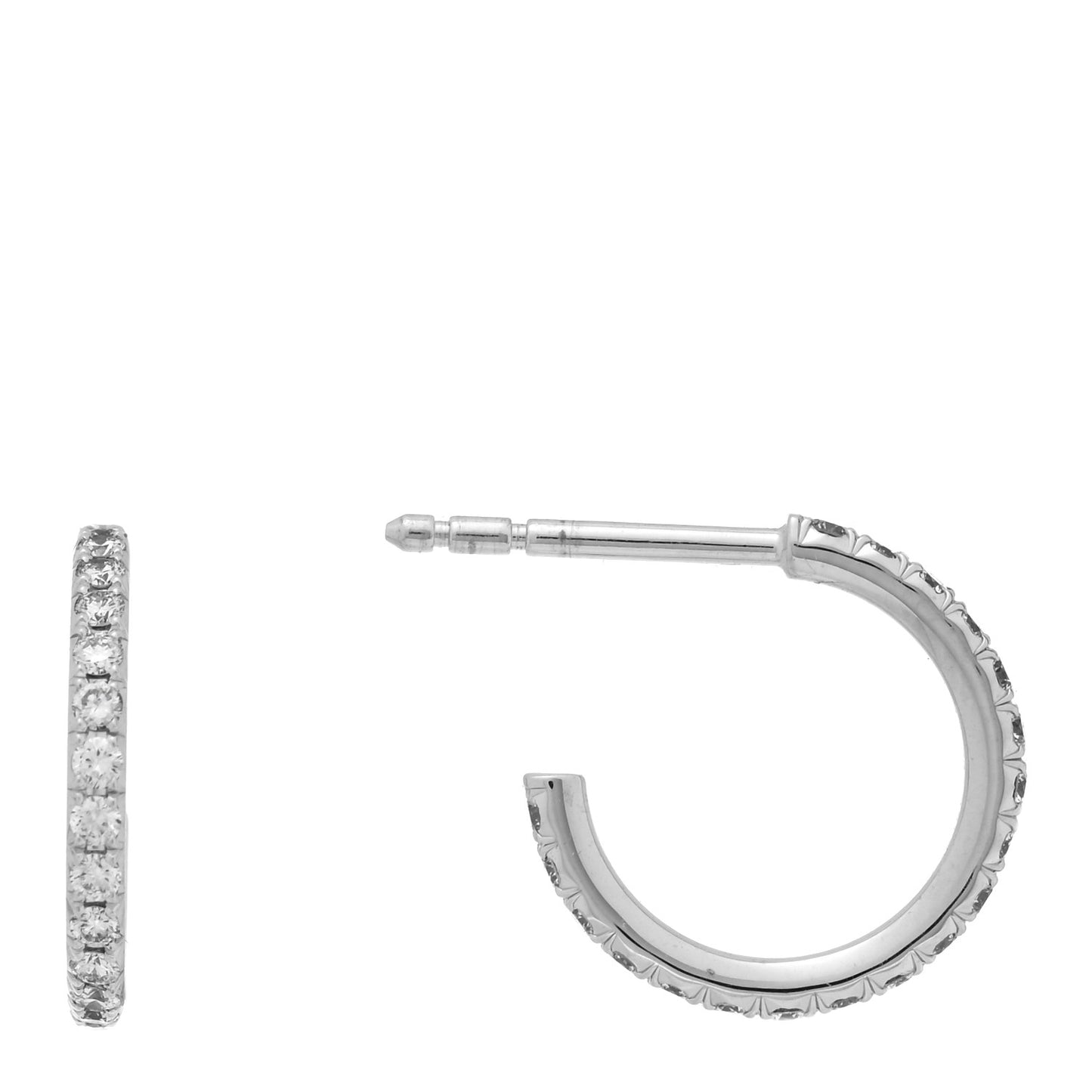 18K White Gold Diamond Small Metro Hoop Earrings