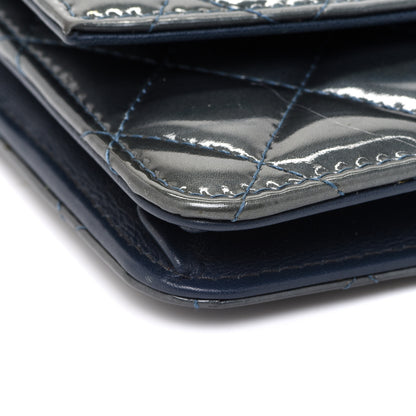 Chanel Patent Quilted Brilliant Wallet On Chain WOC Dark Blue 9 of 14