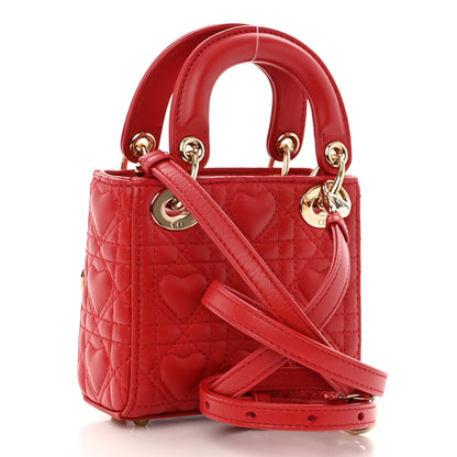 Christian Dior Calfskin Cannage Dioramour Micro Lady Dior Bright Red 3 of 9