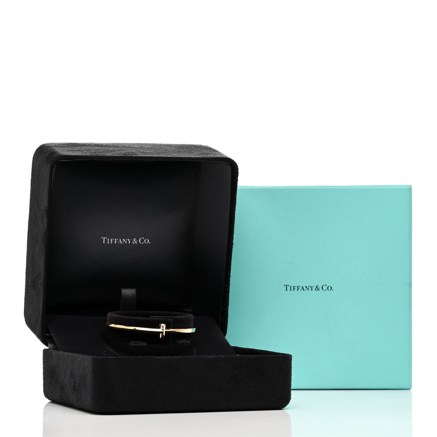 18K Yellow Gold Narrow T T1 Hinged Bangle Bracelet