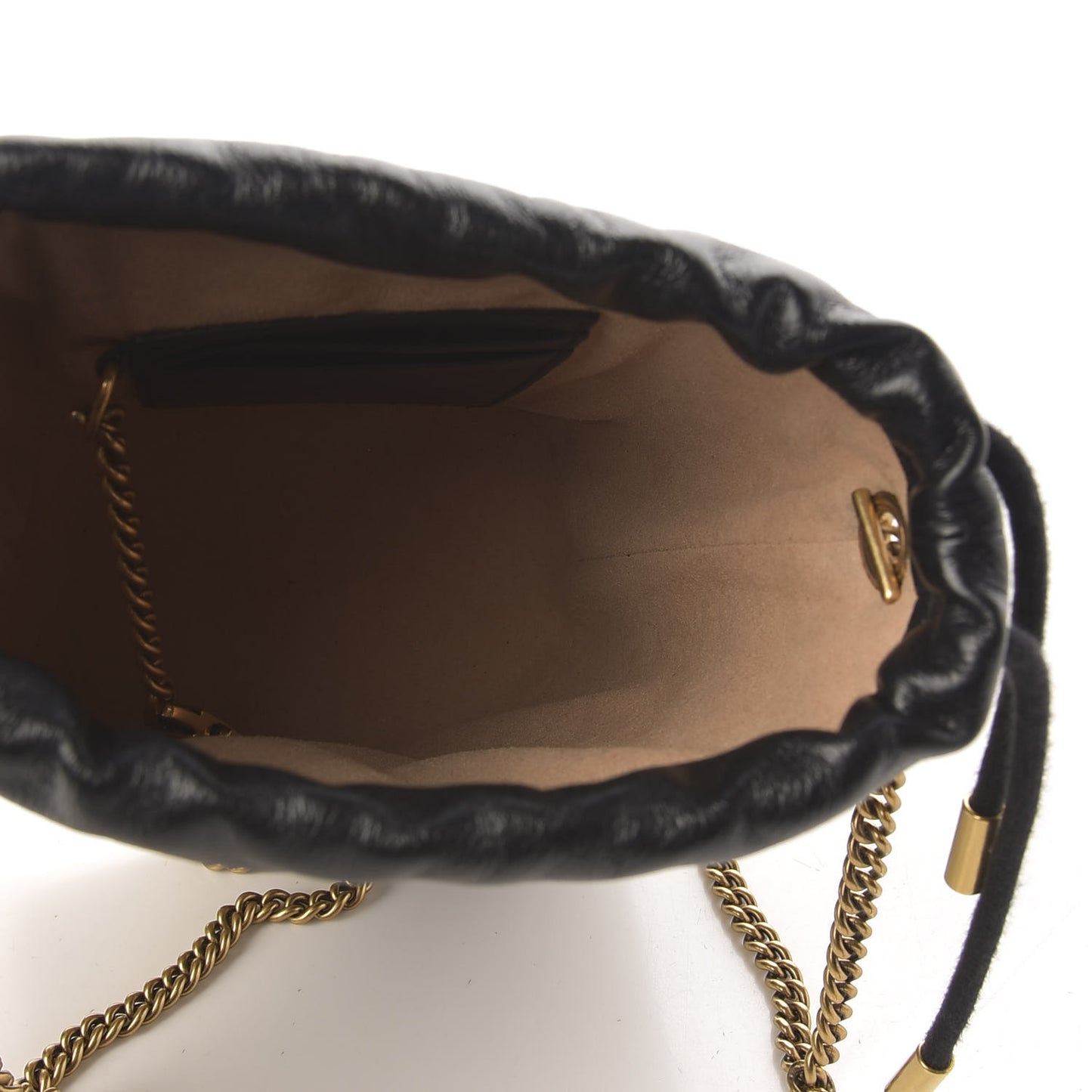 Azalea Calfskin Matelasse Diagonal Patchwork Mini Torchon GG Marmont 2.0 Bucket Bag Black Beige Romantic Cerise