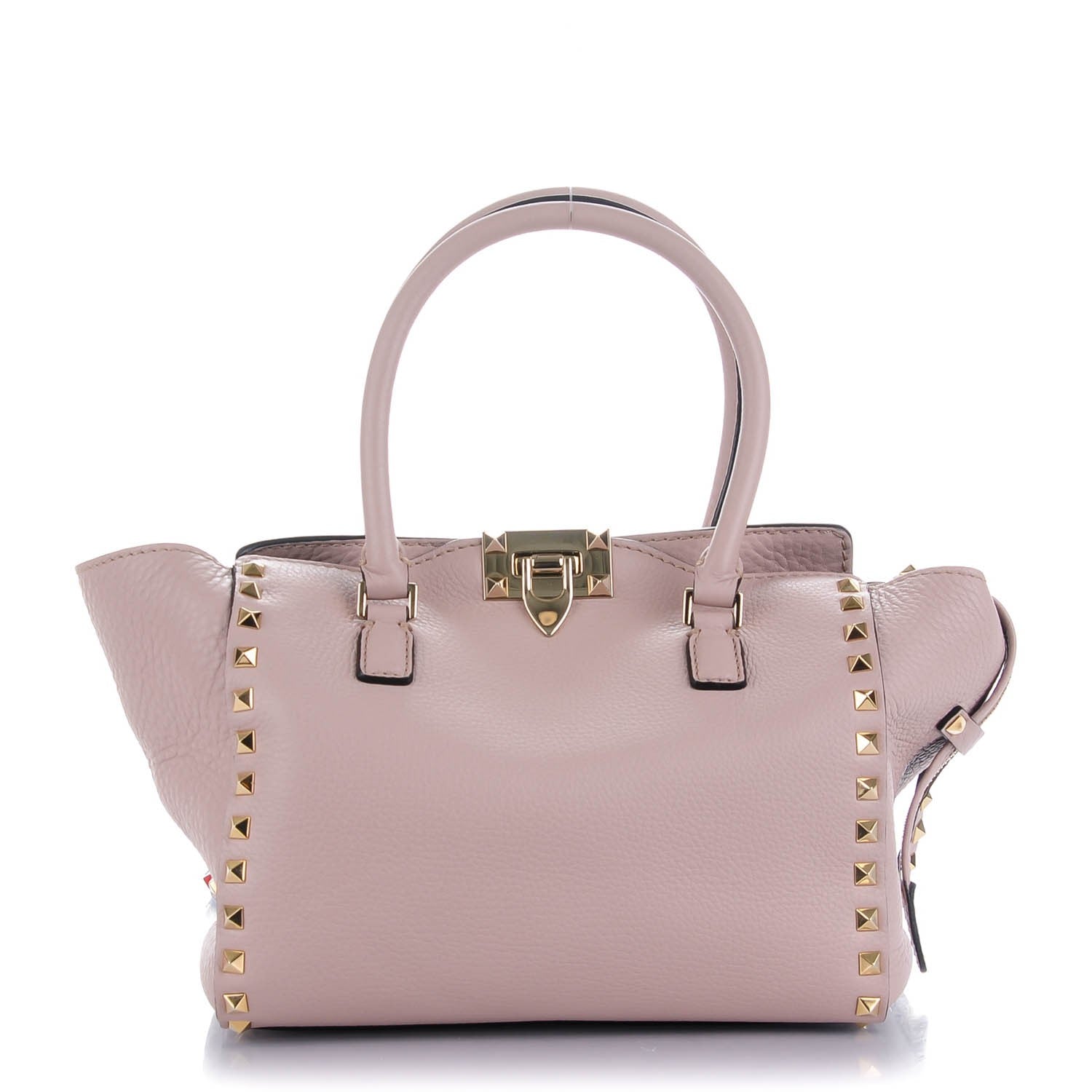 Valentino Garavani Grained Calfskin Small Rockstud Double Handle Tote Poudre 1 of 8