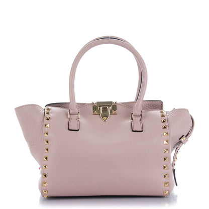 Valentino Garavani Grained Calfskin Small Rockstud Double Handle Tote Poudre 1 of 8