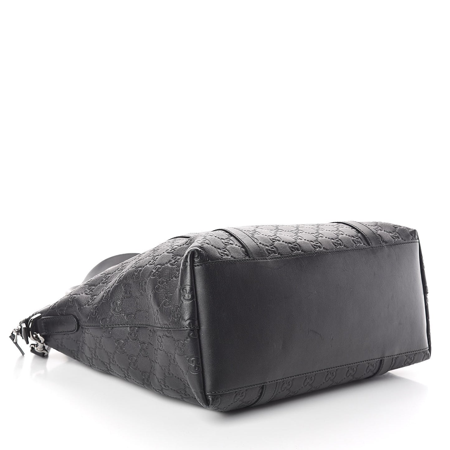 Guccissima Large GG Charm Convertible Dome Satchel Black