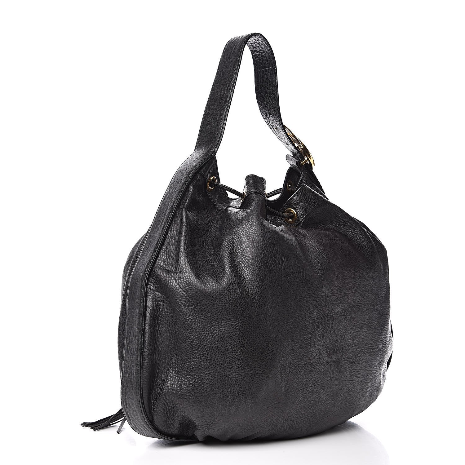 Gucci Pebbled Calfskin Medium Interlocking Icon Shoulder Bag Black 3 of 13