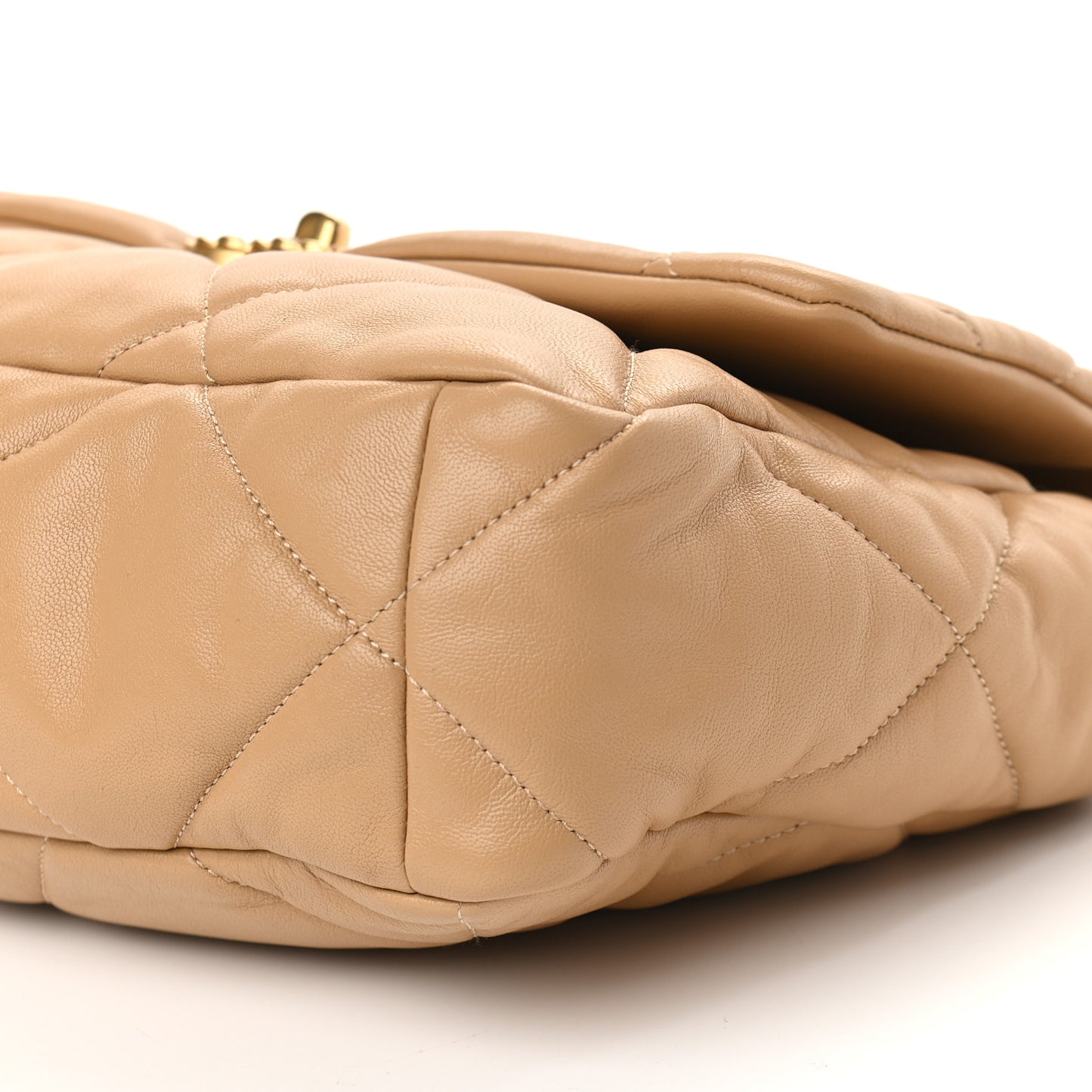 Goatskin Quilted Large Chanel 19 Flap Beige