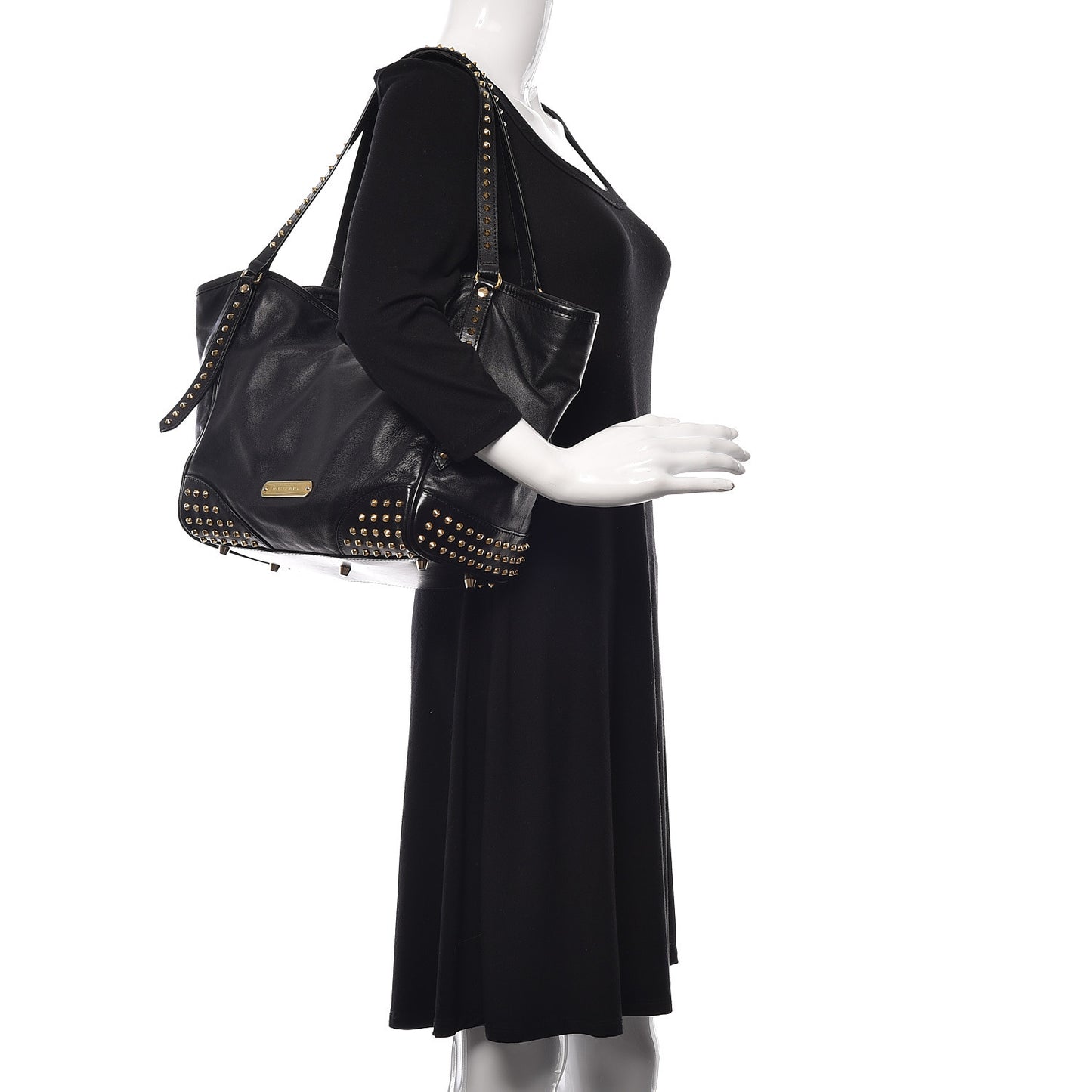 Lambskin Bridle Studs Small Canterbury Tote Black
