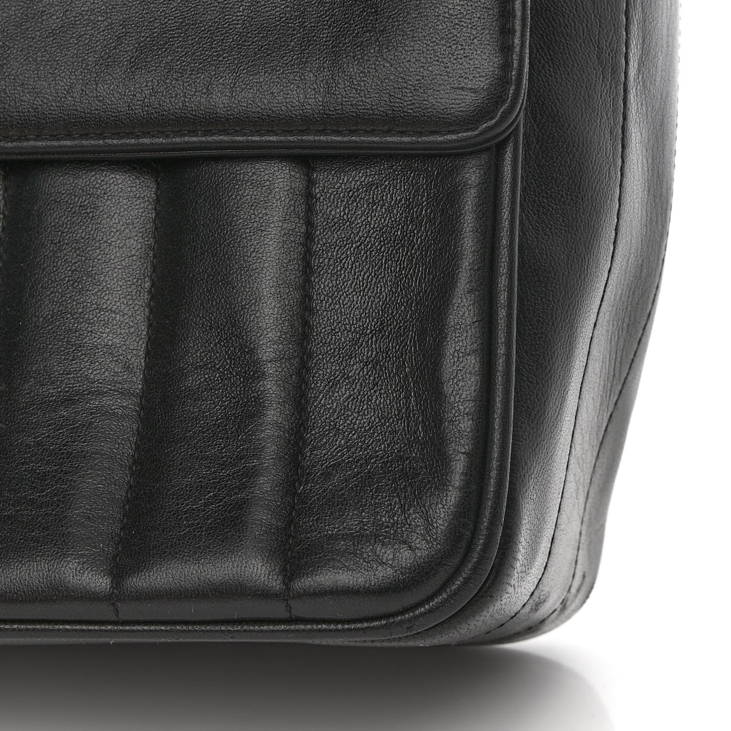 Lambskin Vertical Quilted Kelly Flap Bag Black