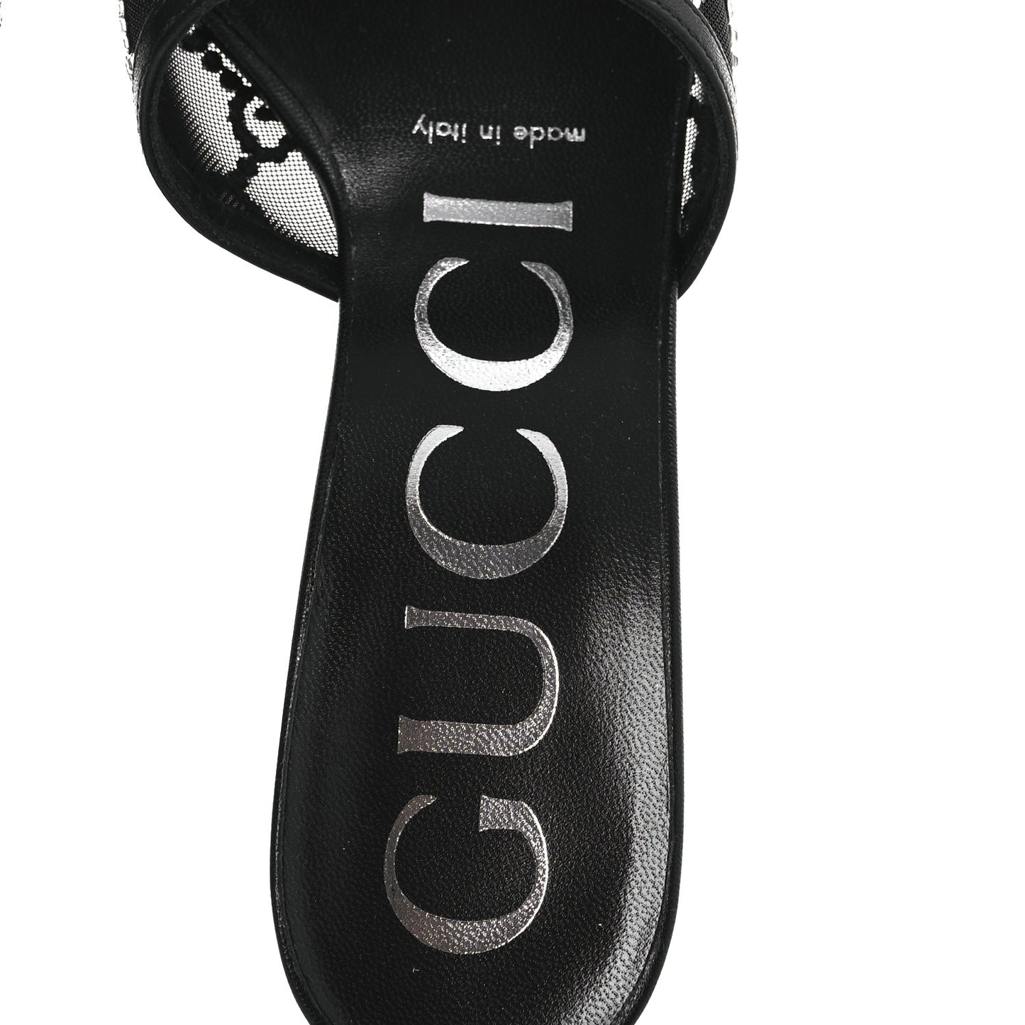 Tela Retino Kid Scamosciato Crystal GG Monogram Square Demi Mule Sandals 36 Black