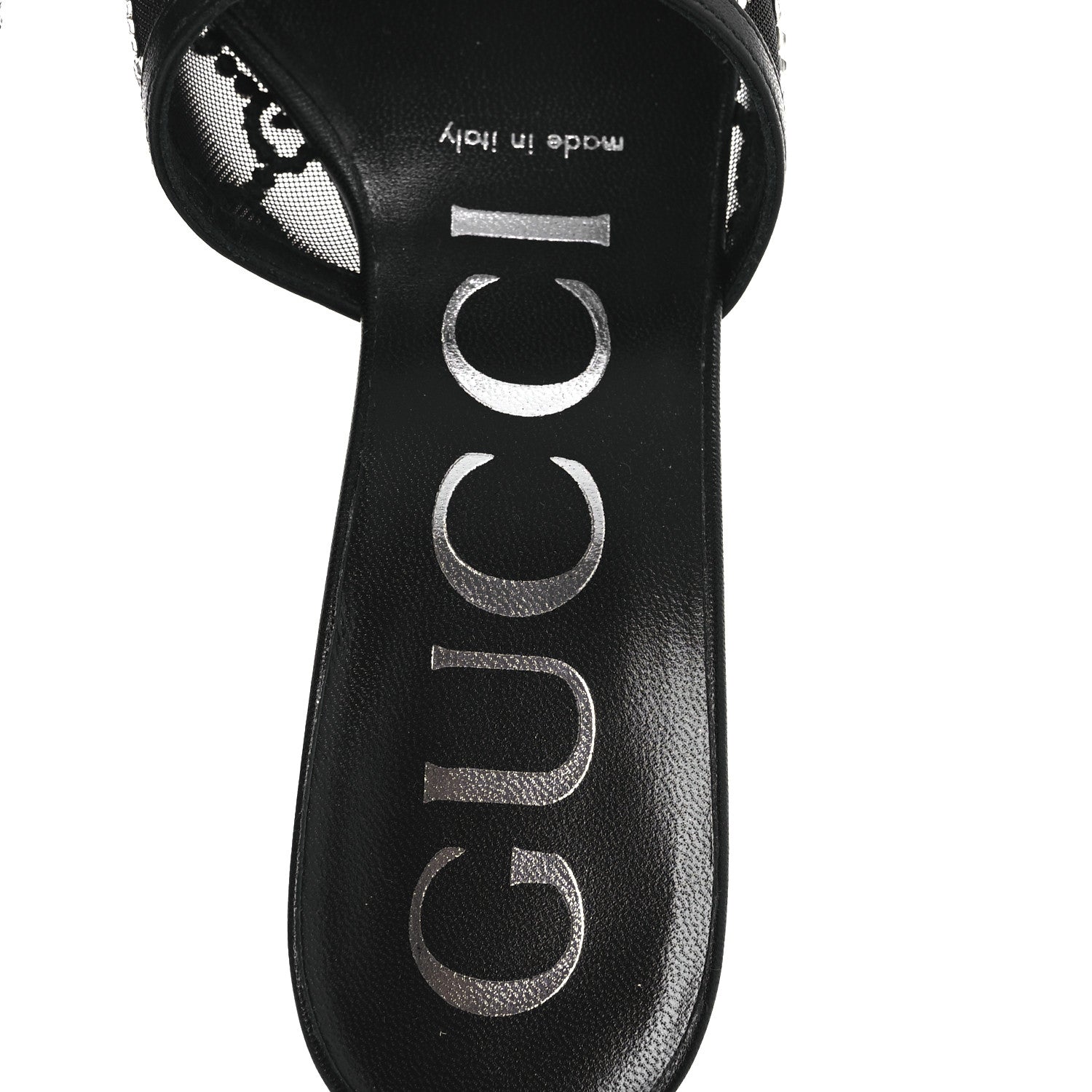 Gucci Tela Retino Kid Scamosciato Crystal GG Monogram Square Demi Mule Sandals 36 Black 9 of 12