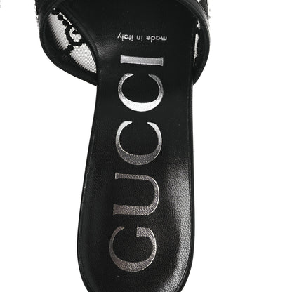 Gucci Tela Retino Kid Scamosciato Crystal GG Monogram Square Demi Mule Sandals 36 Black 9 of 12