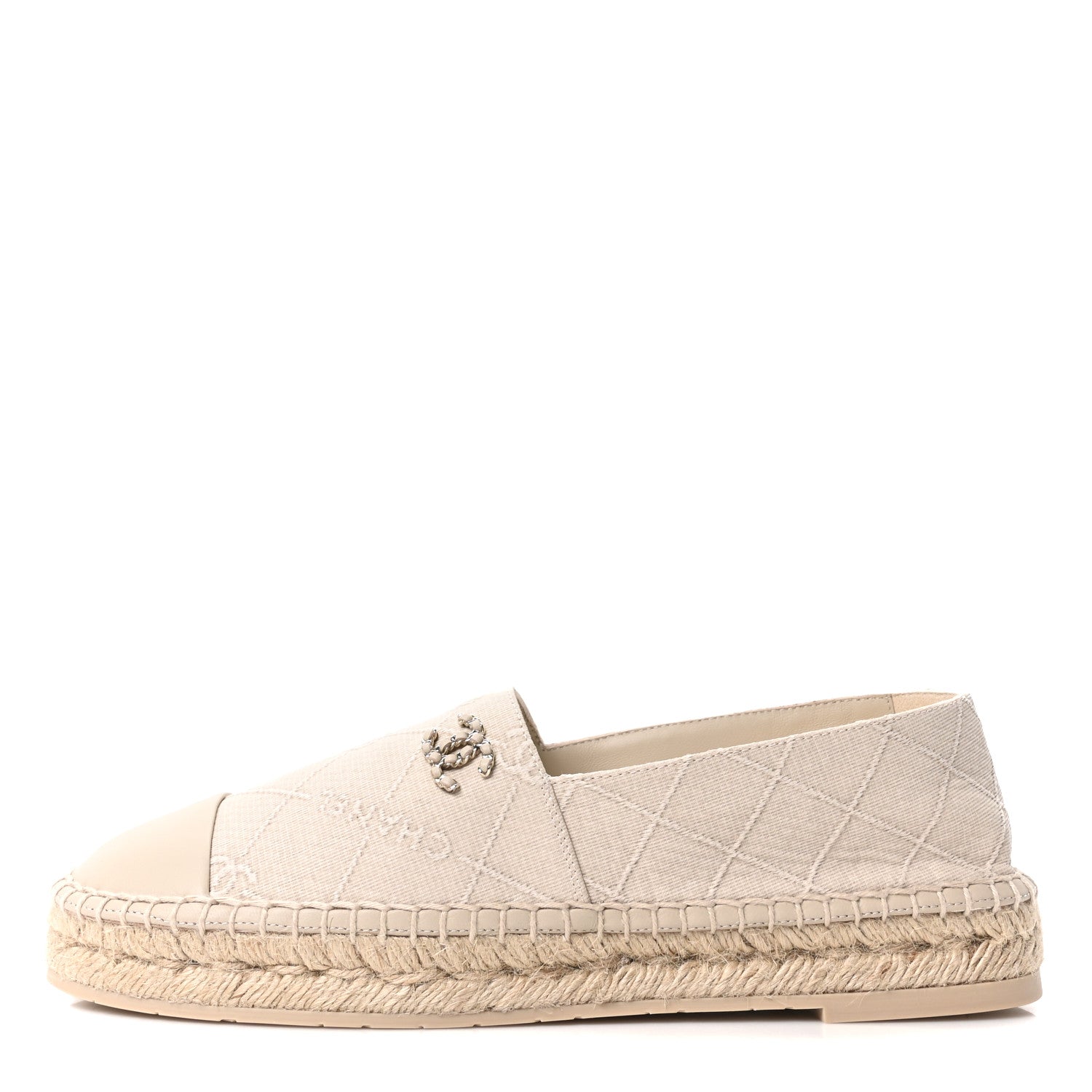 Chanel Cotton Lambskin Logo CC Espadrilles 41 Beige 1 of 10