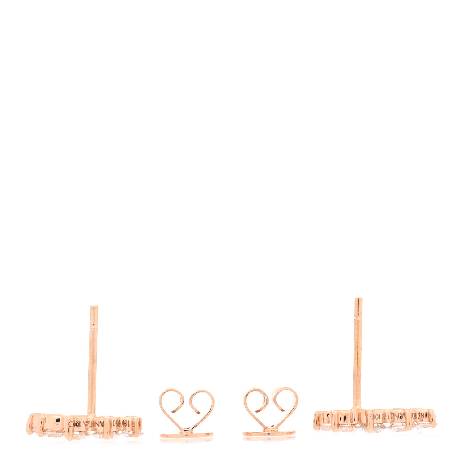 Anita Ko 18K Rose Gold Diamond Arc Stud Earrings 3 of 5