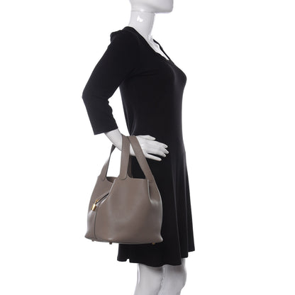 Hermes Taurillon Clemence Picotin Lock 22 MM Gris Asphalte 2 of 10