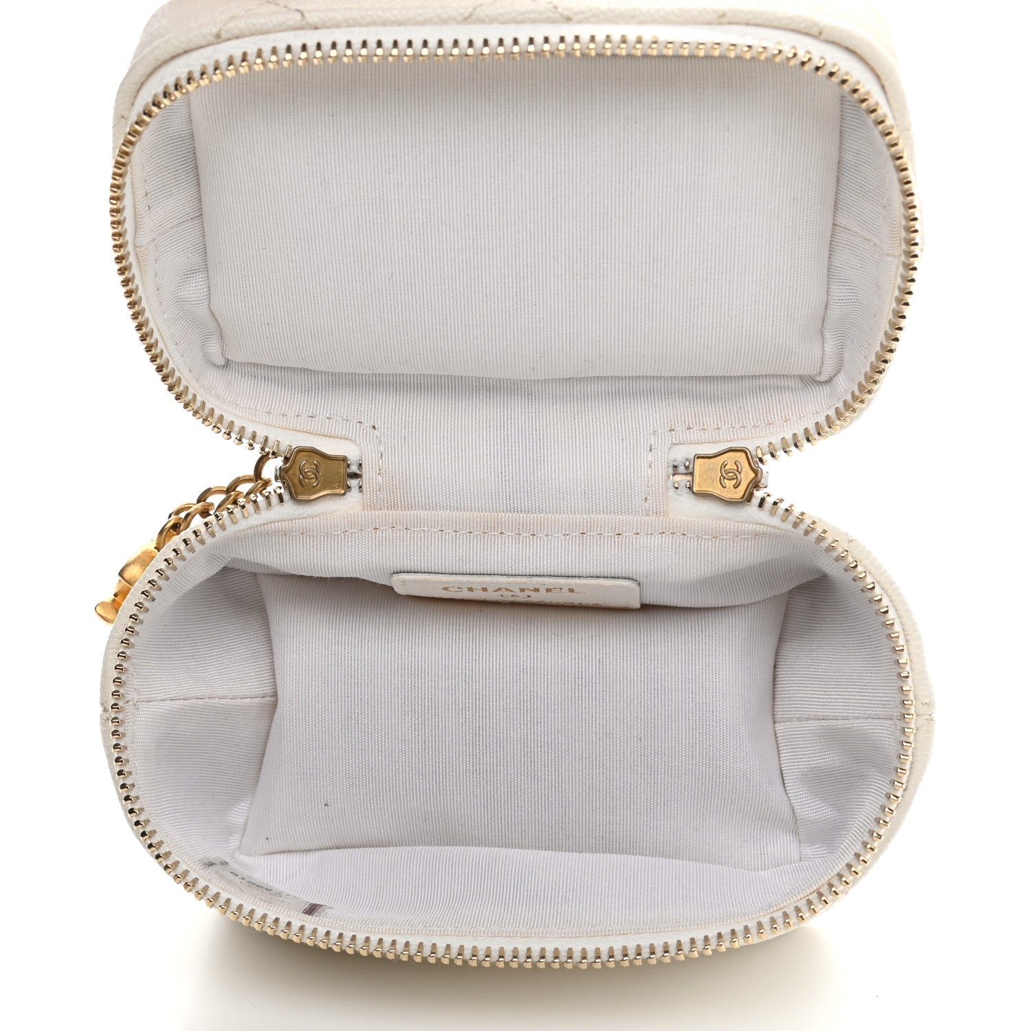 Chanel Caviar Quilted Mini Top Handle Vanity With Chain White 5 of 9