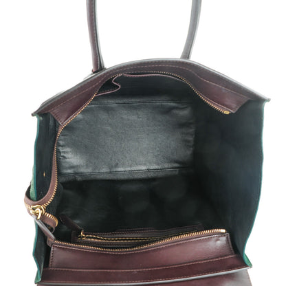 Celine Smooth Calfskin Suede Mini Tri-Color Luggage Burgundy 5 of 11