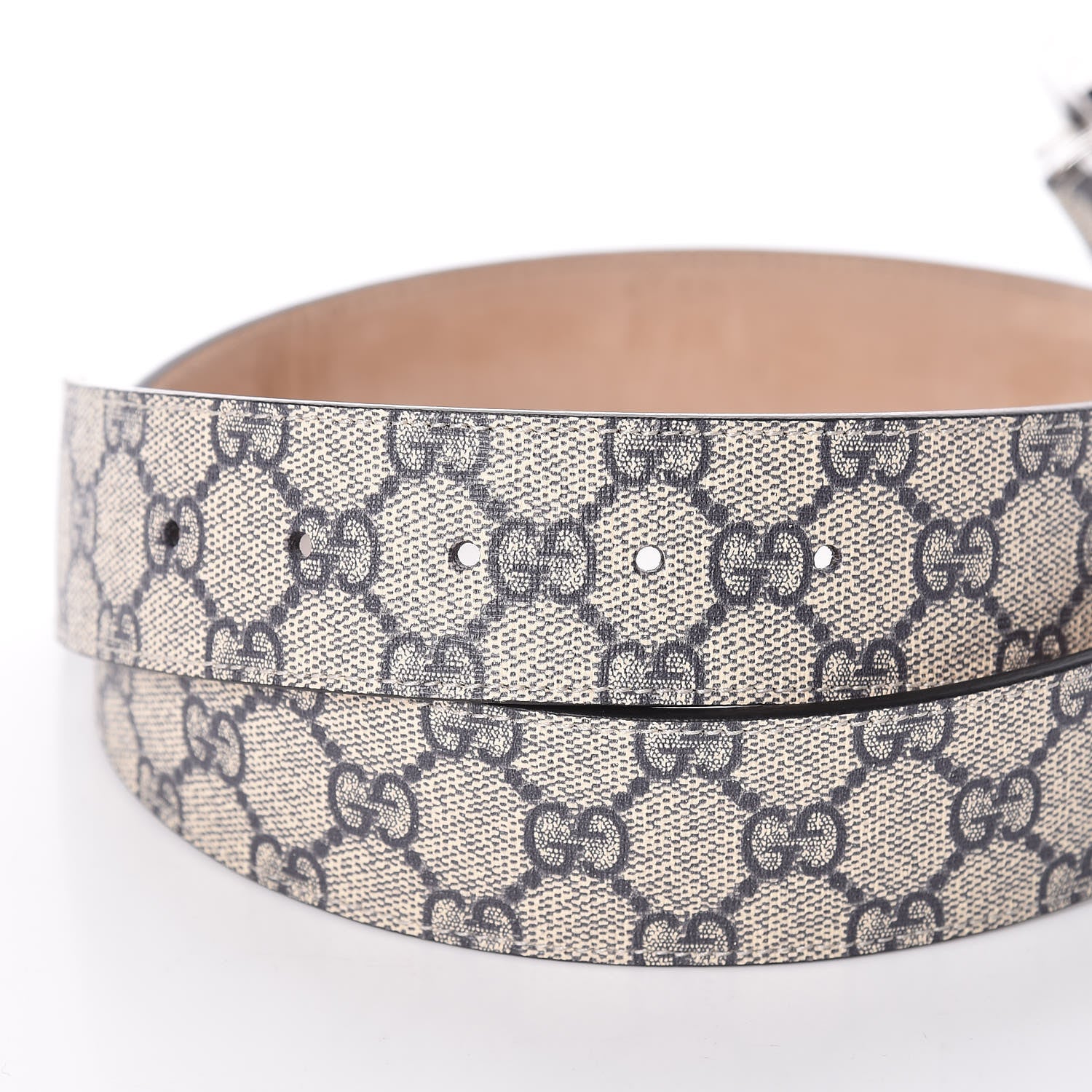 Gucci GG Supreme Monogram Selleria Calfskin Interlocking G 40mm Belt 90 36 Beige Blue 6 of 10