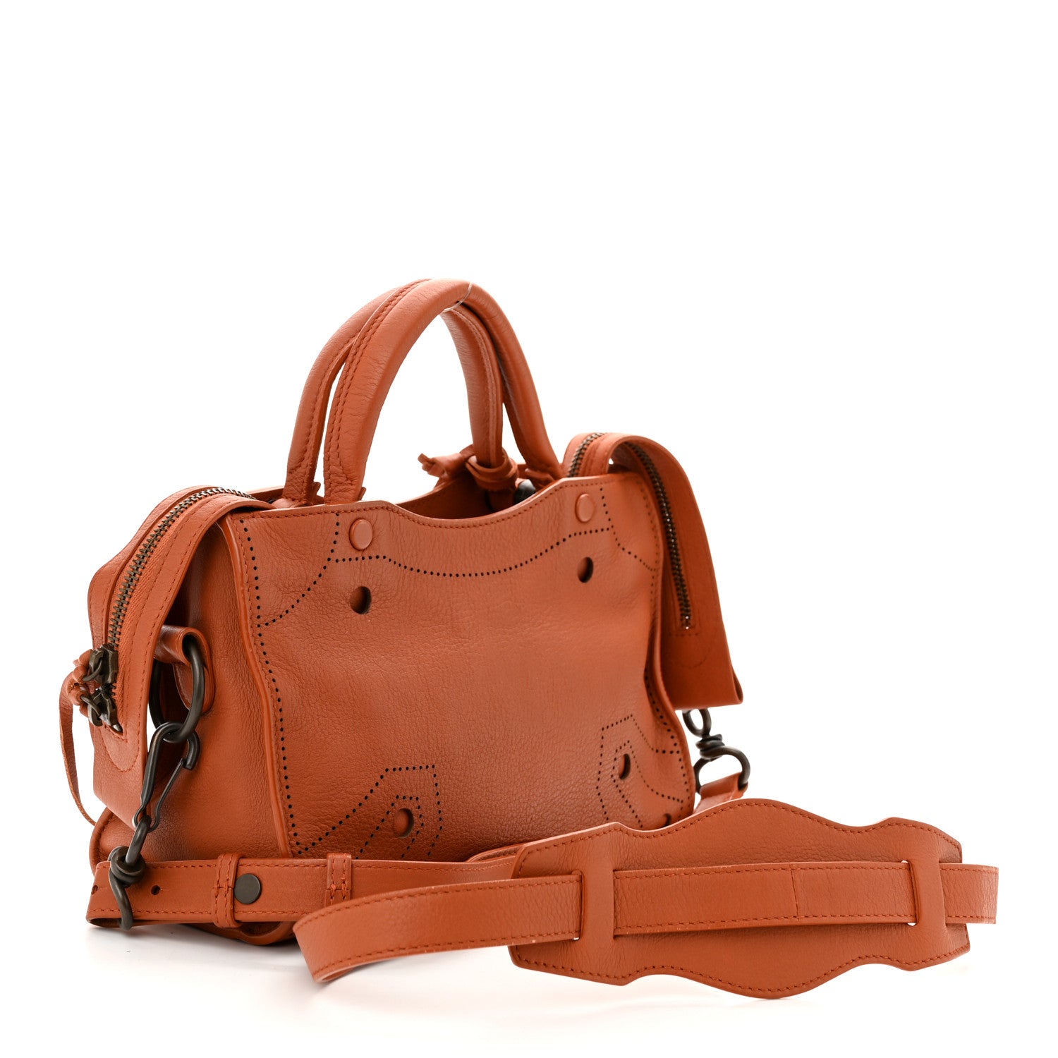 Balenciaga Veau Grana Perforated Blackout Hardware Mini City Marron Caramel 4 of 12