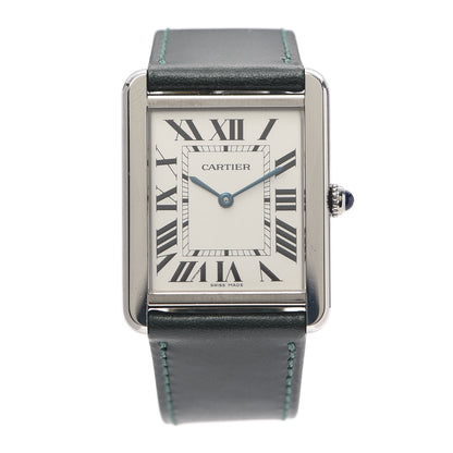 Cartier Stainless Steel Calfskin 27mm Tank Solo Quartz Watch Green 1 of 5