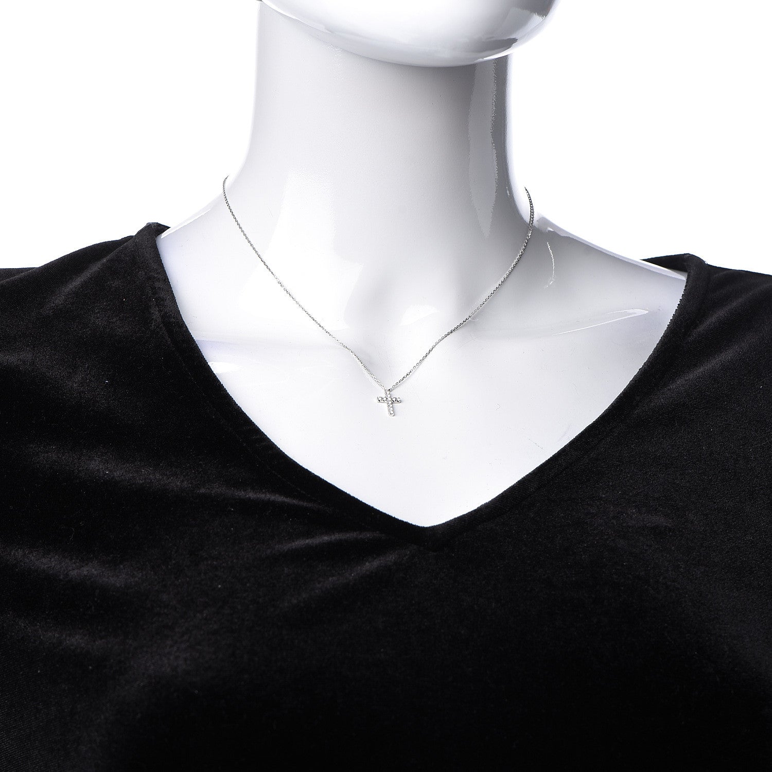 Cartier 18K White Gold Diamond Symbols Cross Pendant Necklace 2 of 6