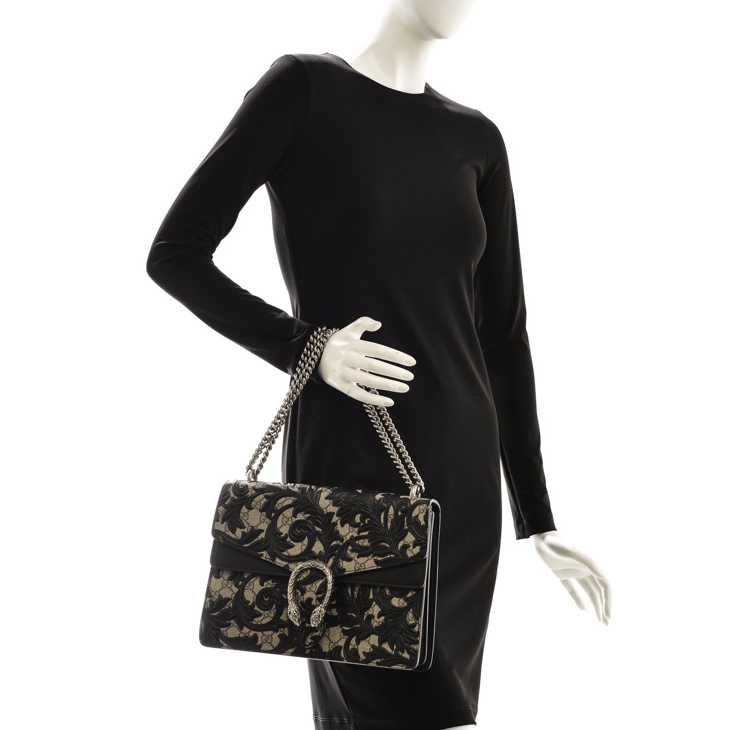 Gucci GG Supreme Monogram Arabesque Medium Dionysus Shoulder Bag Black 2 of 7