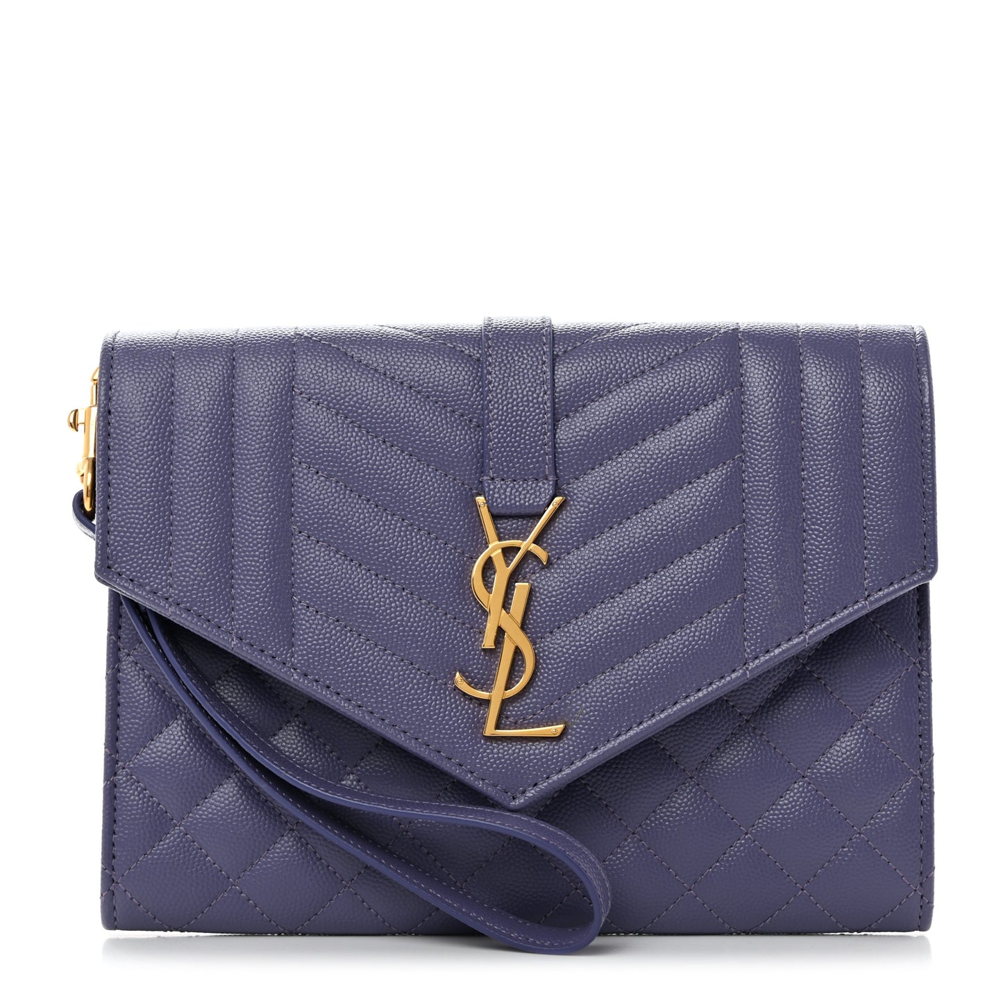 Grain De Poudre Textured Mixed Matelasse Triquilt Monogram Clutch Dark Wisteria