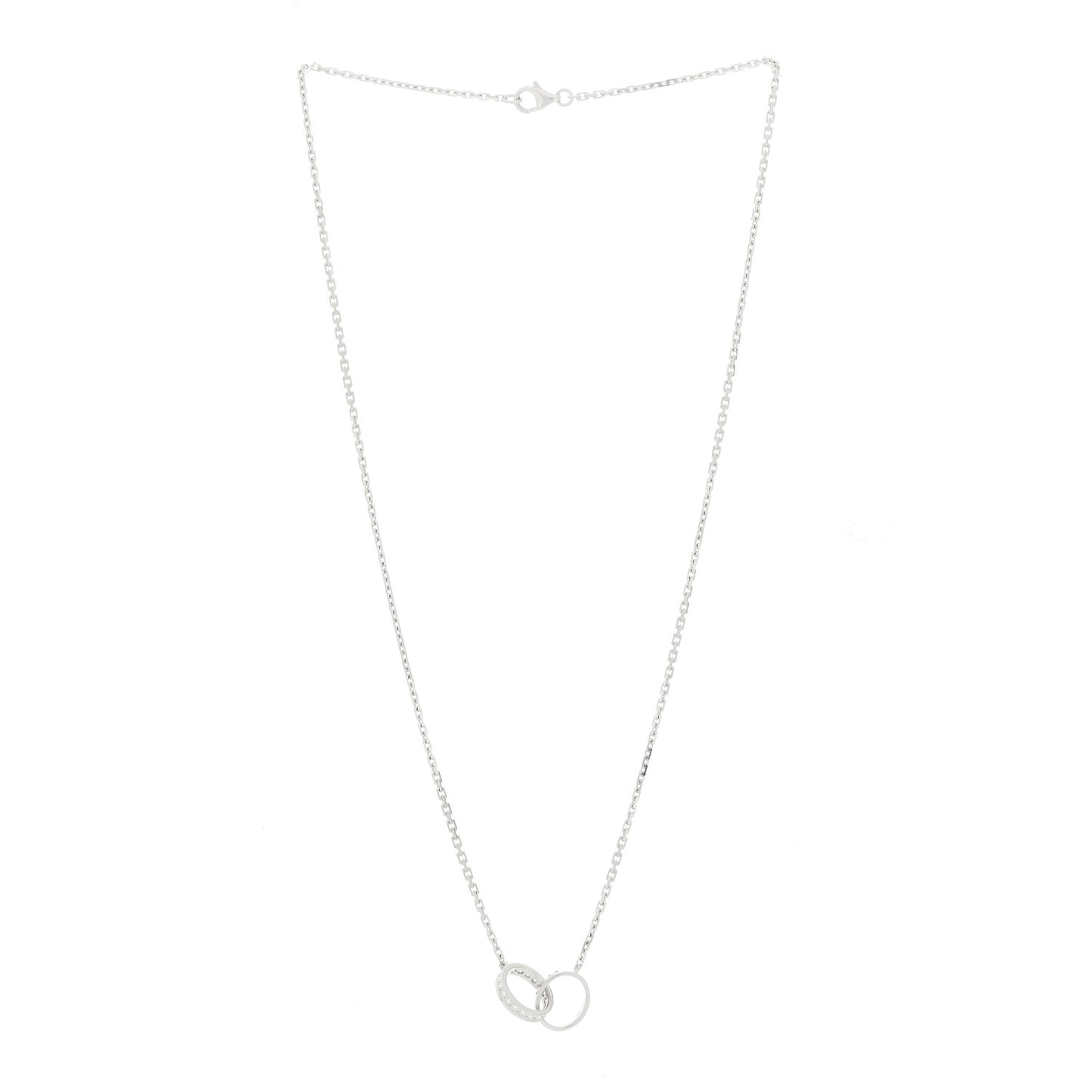 18K White Gold Diamond Interlocking LOVE Necklace