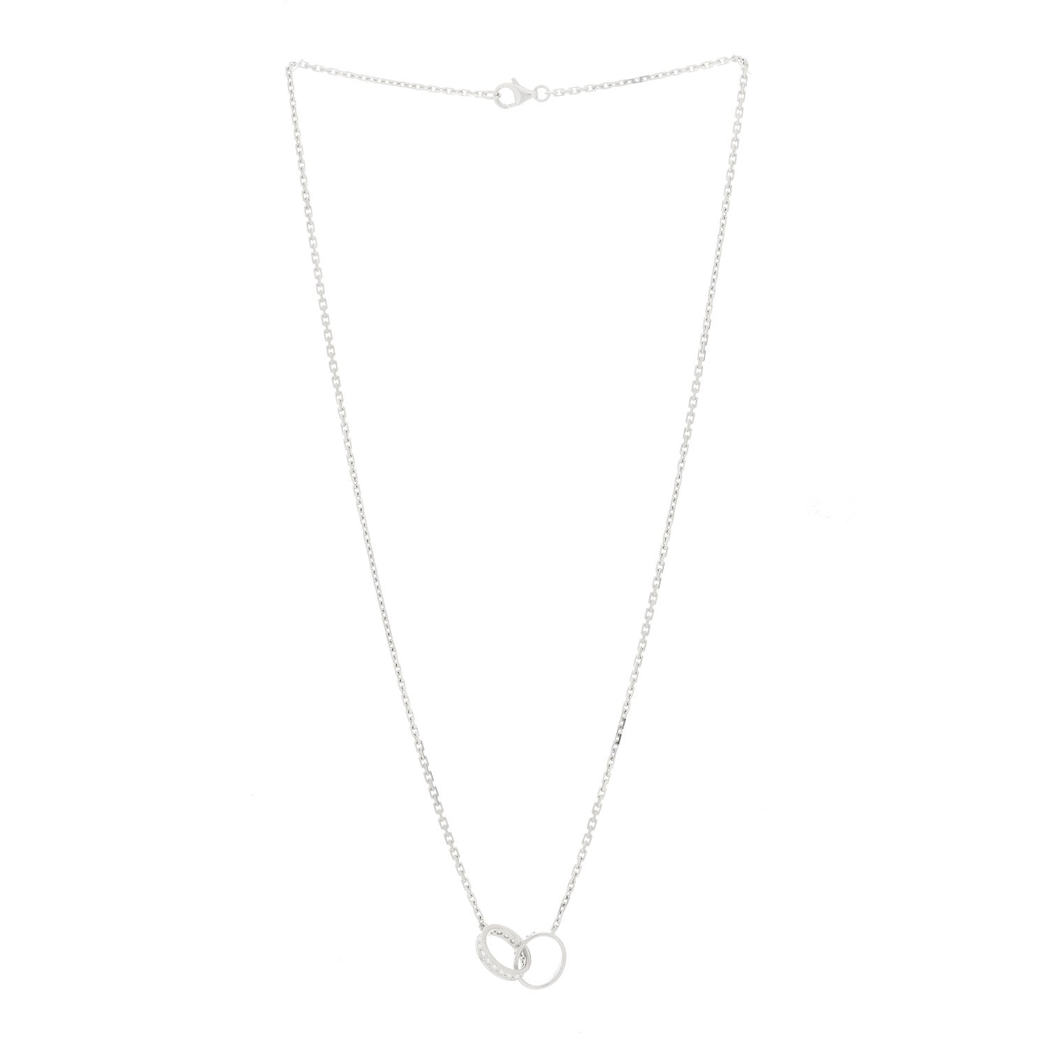 Cartier 18K White Gold Diamond Interlocking LOVE Necklace 3 of 9