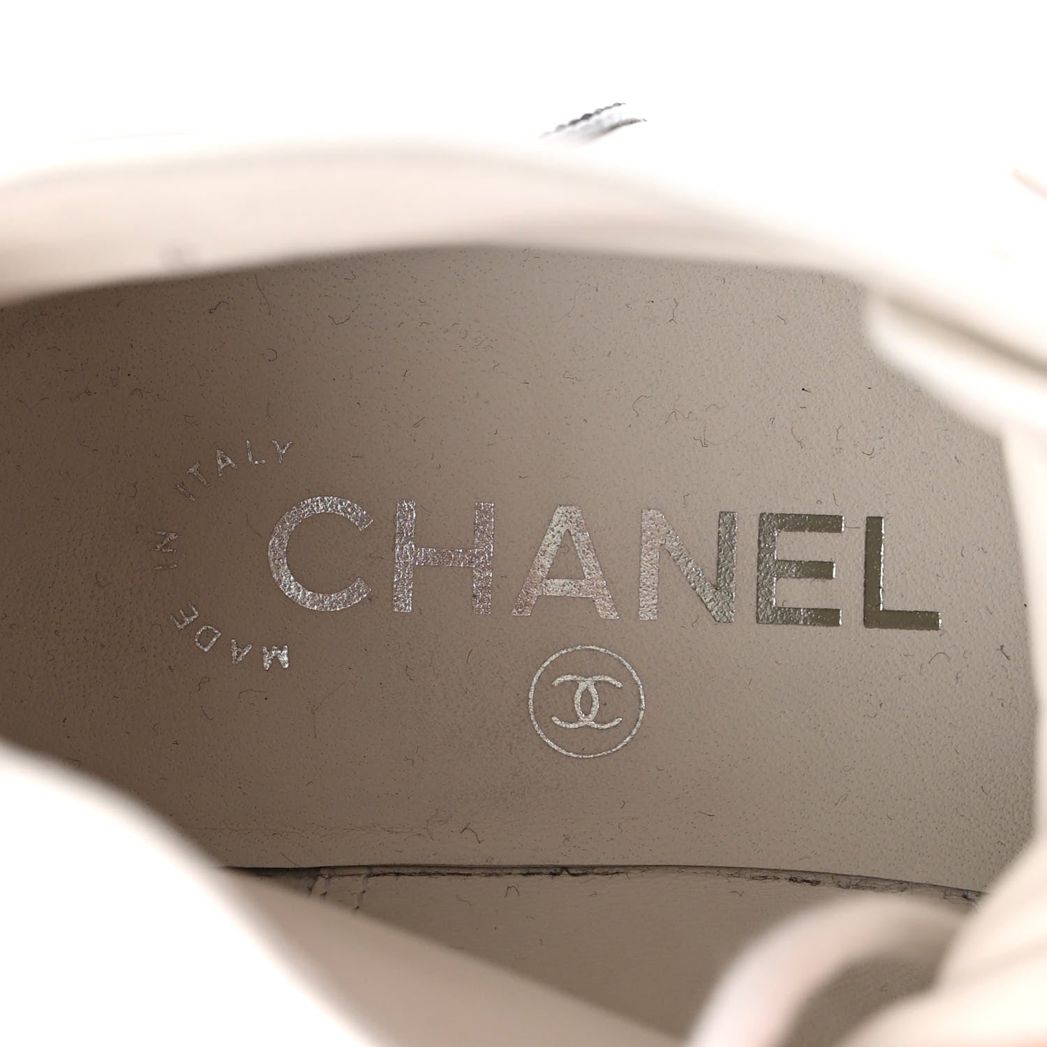 Chanel Distressed Patent Cap Toe Combat Boots 37 White Black 8 of 8