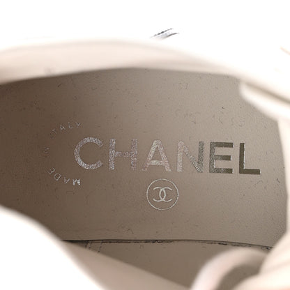 Chanel Distressed Patent Cap Toe Combat Boots 37 White Black 8 of 8