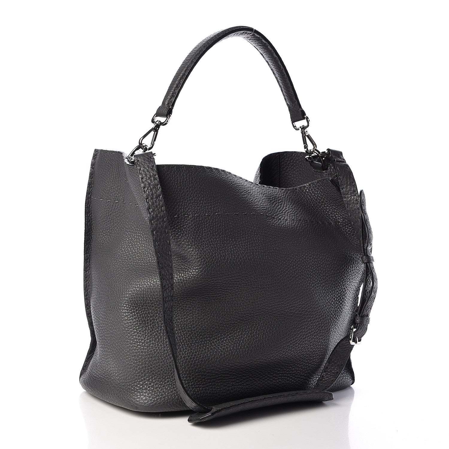 Fendi Cuoio Romano Selleria Large Anna Bucket Bag Asfalto 4 of 11