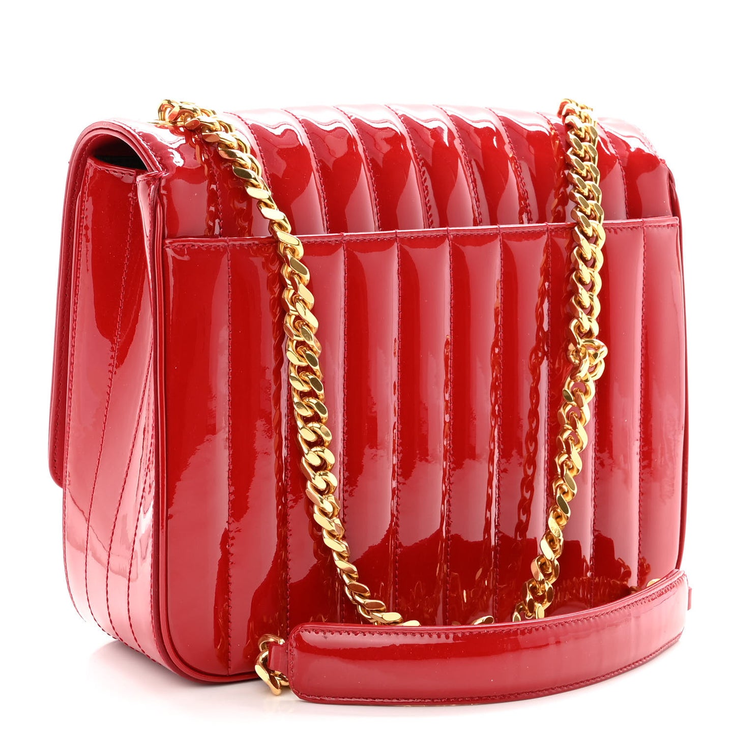 Patent Matelasse Monogram Large Vicky Chain Bag Rouge Eros