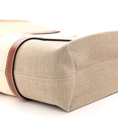 Chloe Linen Calfskin Large Woody Ribbon Tote White Brown 9 of 9