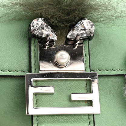Fendi Nappa Rabbit Fox Fur Micro Buggie Baguette Verde Acqua 14 of 16