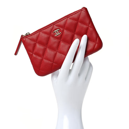 Chanel Lambskin Quilted Small Cosmetic Case Red 2 of 9
