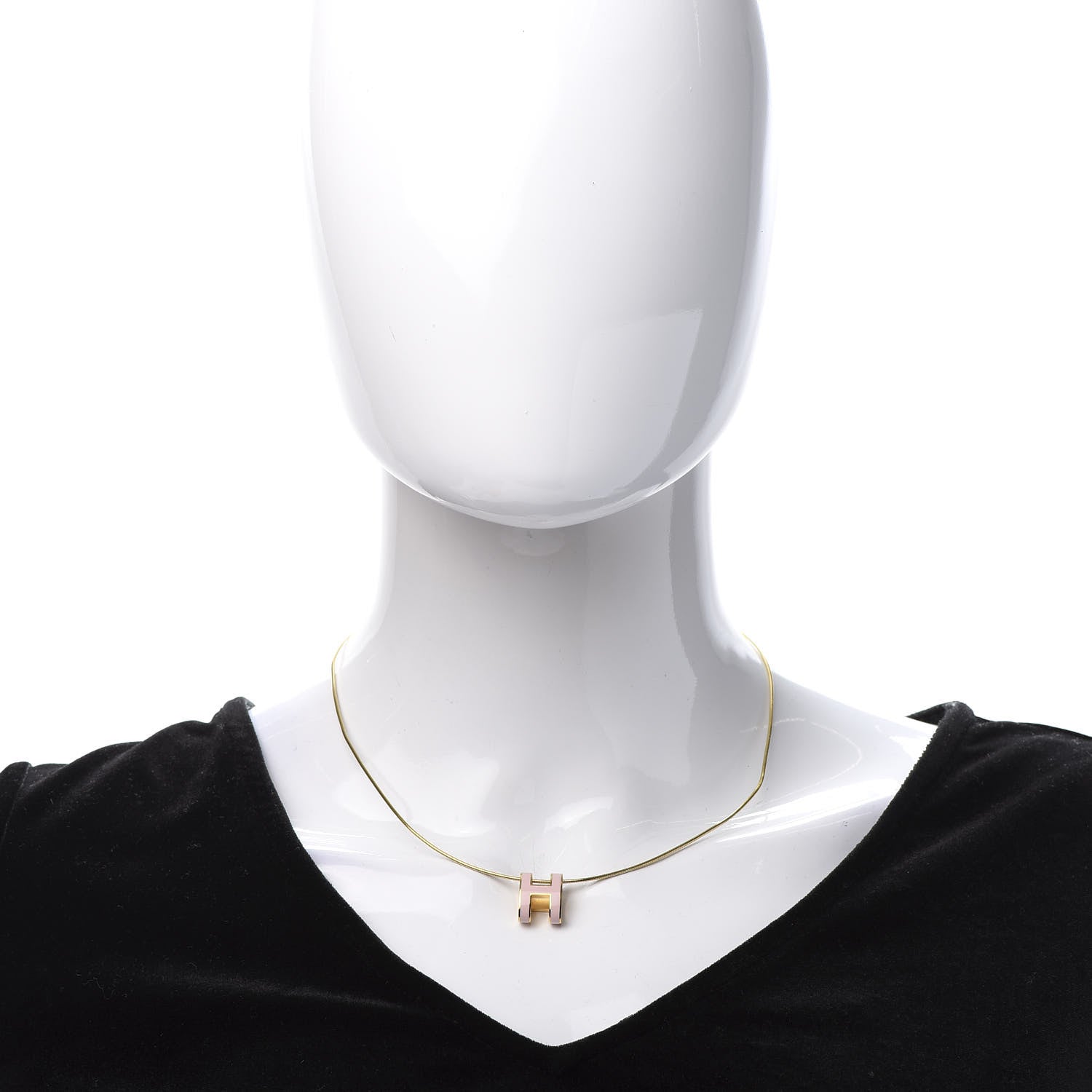 Hermes Lacquered Rose Gold Pop H Pendant Necklace Rose Dragee 2 of 7