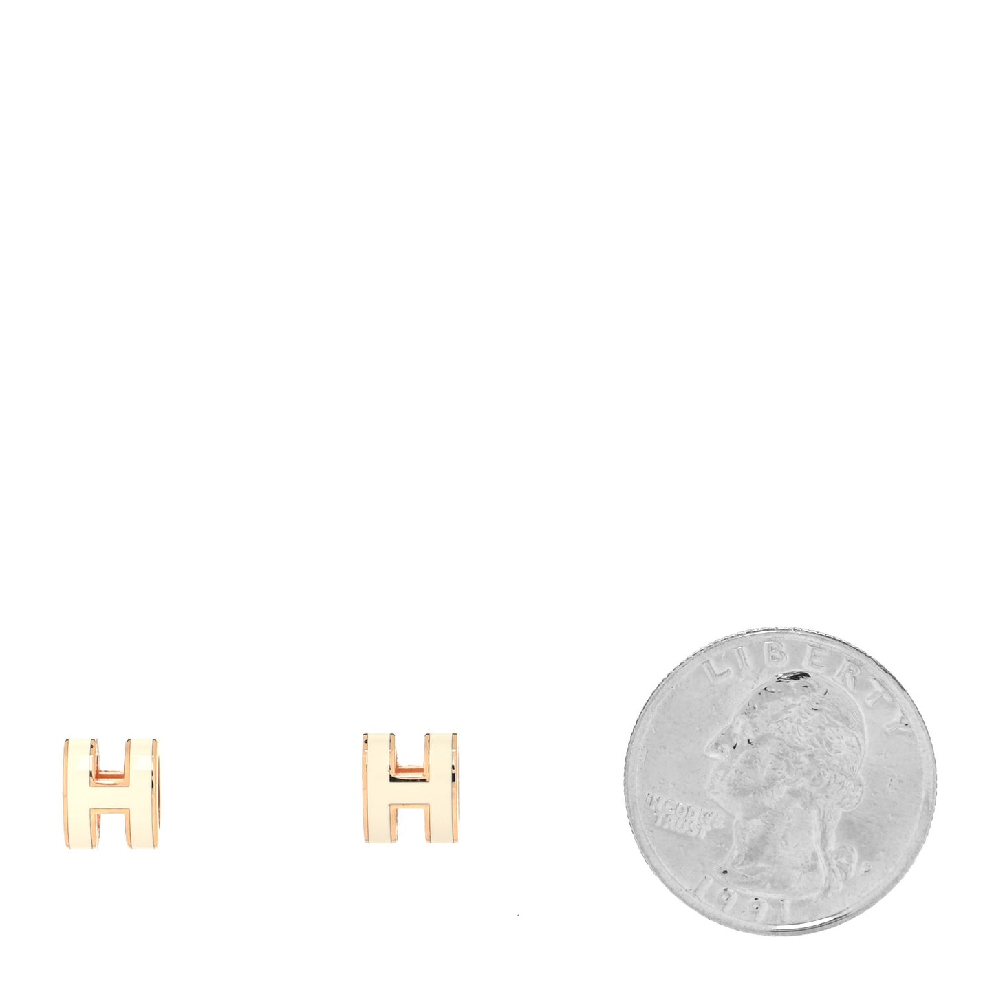 Rose Gold Lacquered Mini Pop H Earrings White