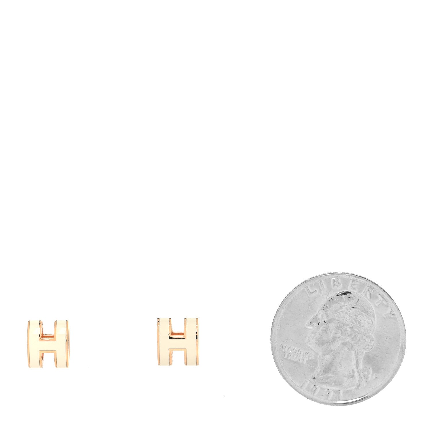Hermes Rose Gold Lacquered Mini Pop H Earrings White 2 of 4