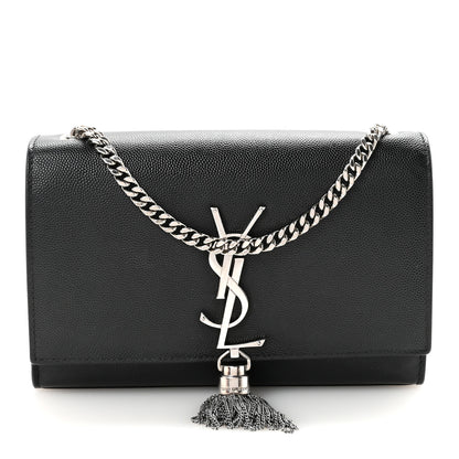 Saint Laurent Grain De Poudre Small Classic Monogram Kate Tassel Satchel Black 1 of 9