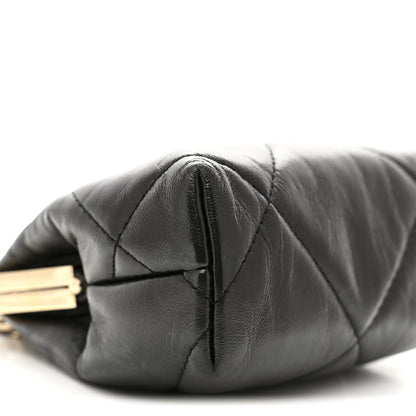 Chanel Shiny Aged Lambskin Quilted Kiss Lock Clutch With Chain Black 9 of 10
