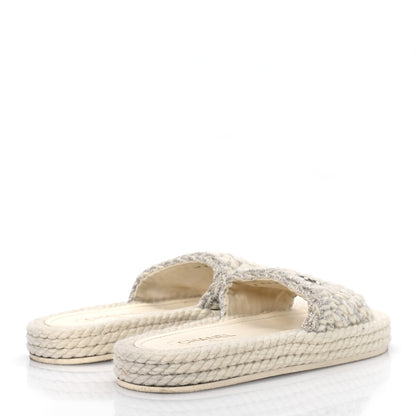 Chanel Braided Knit CC Mules 40 Ecru 5 of 12