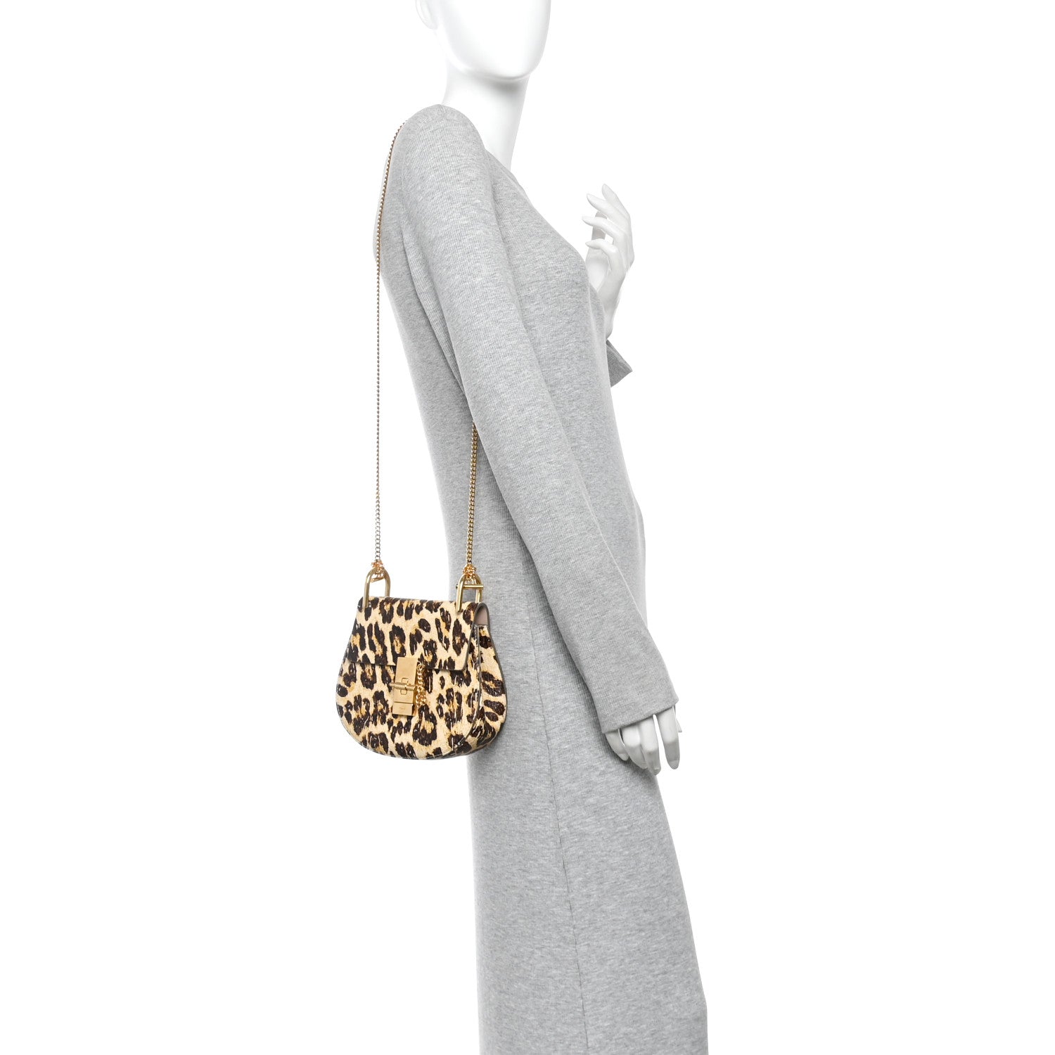 Chloe Calfskin Leopard Print Mini Drew Shoulder Bag 2 of 9